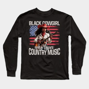 Black Cowgirl Western Rodeo Melanin Black History Texas Long Sleeve T-Shirt